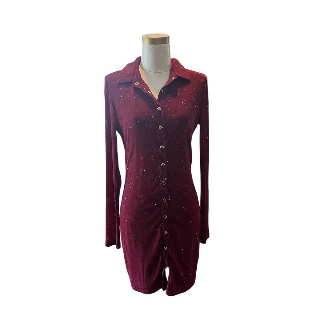 Princess Polly Friday Fever Mini‎ Dress Burgundy Sparkle
